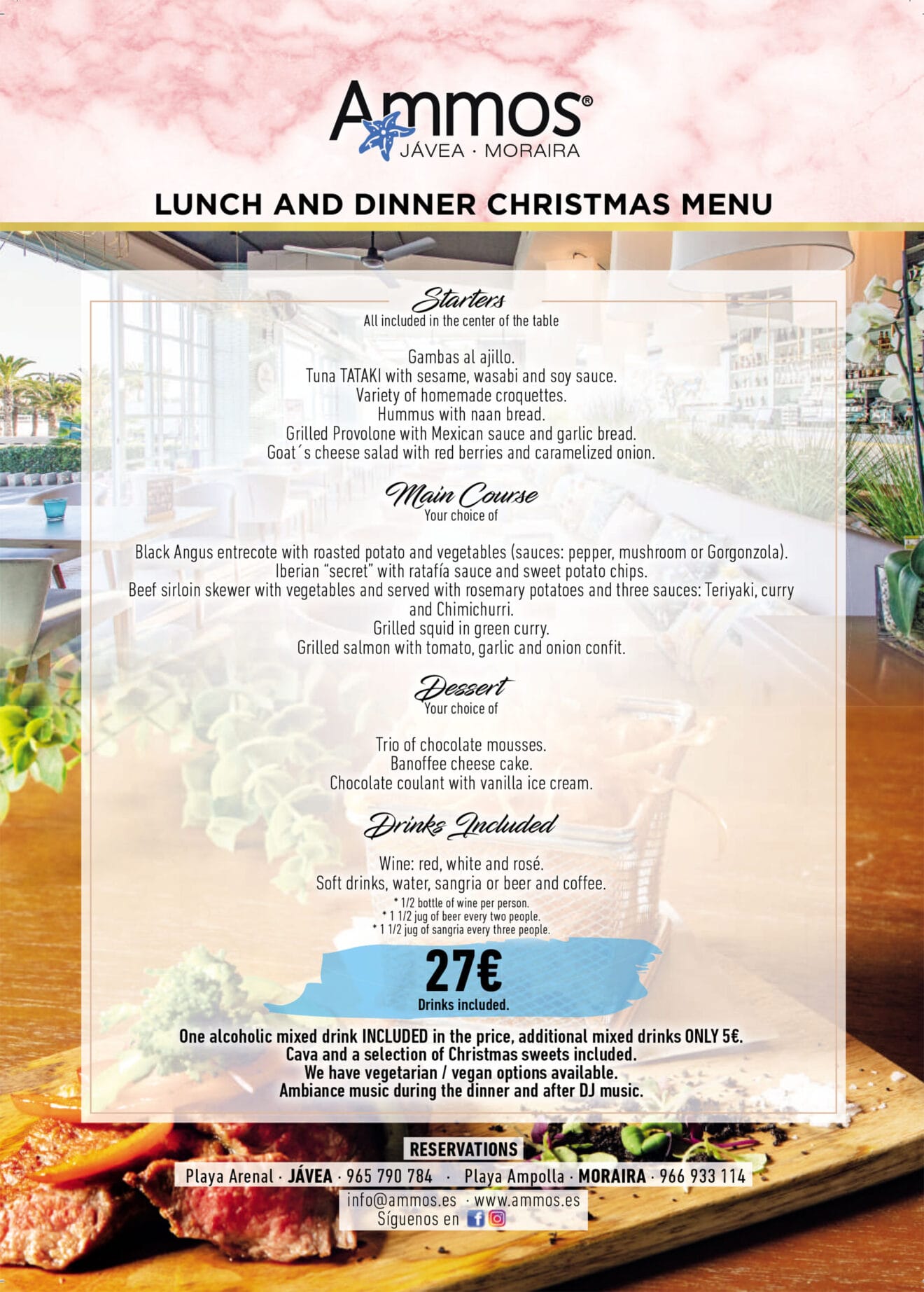 Menú de Navidad en Jávea y Moraira - Restaurante Ammos (en inglés)
