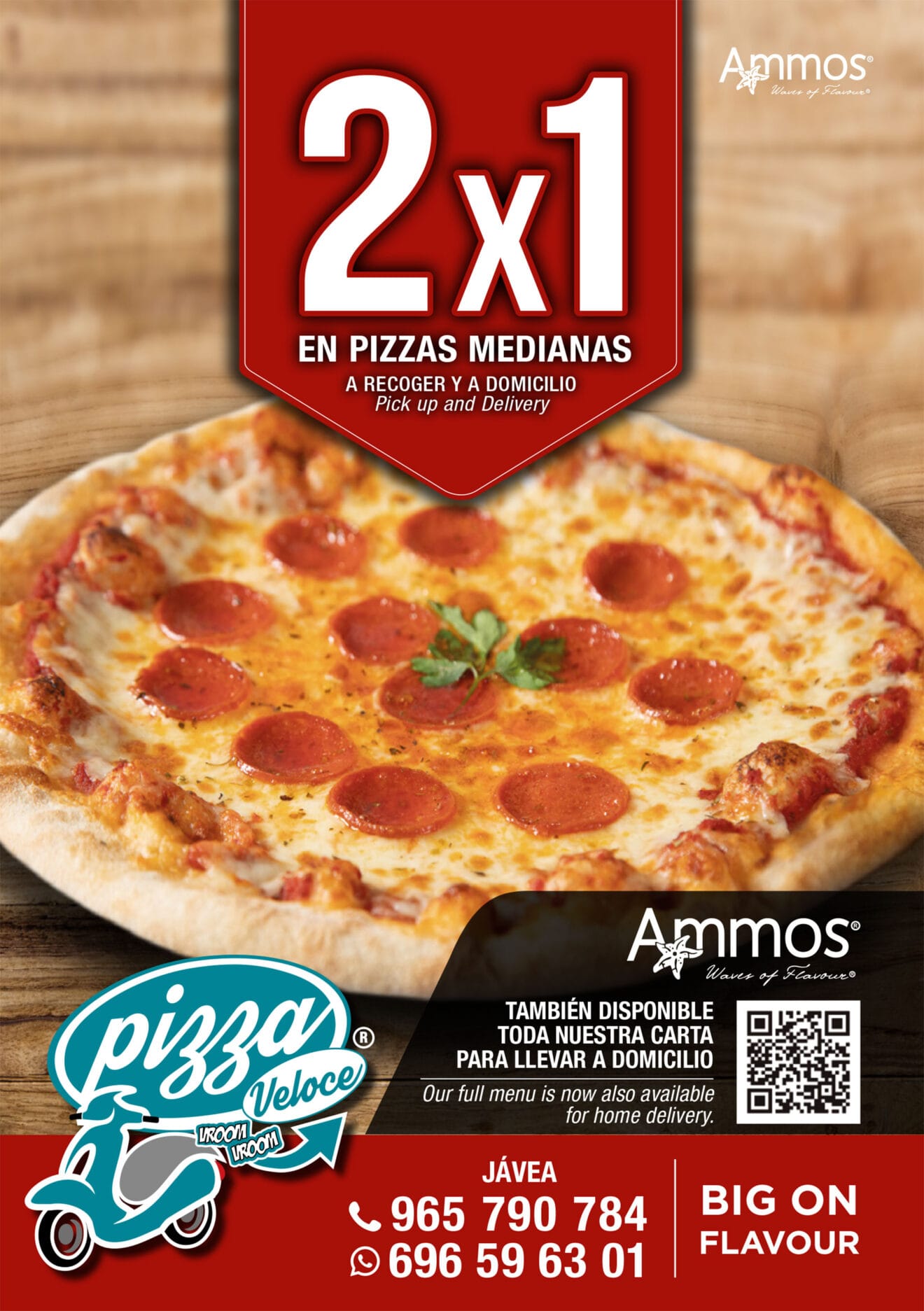 Oferta de 2x1 en pizzas medianas en Jávea - Restaurante Ammos