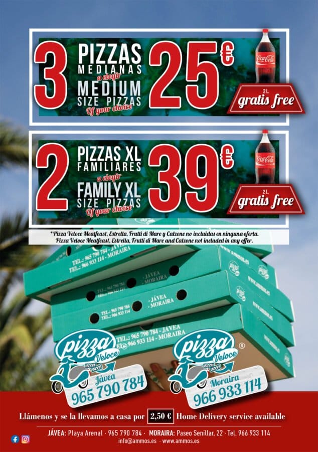 Imagen: Oferta de pizzas en Jávea - Restaurante Ammos