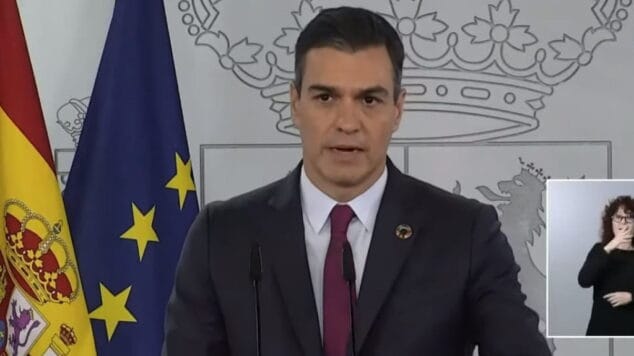 Imagen: Pedro Sánchez durante la comparecencia