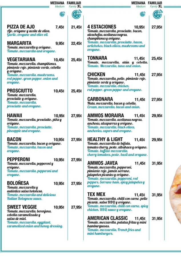 pizzas oferta 2x1 pizzas medianas restaurante ammos