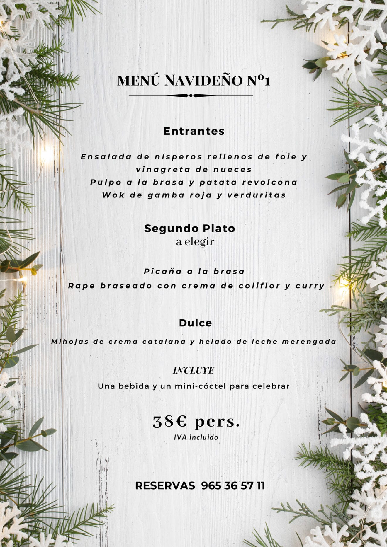 Menú de Navidad número 1 en La Chula de Cavallers