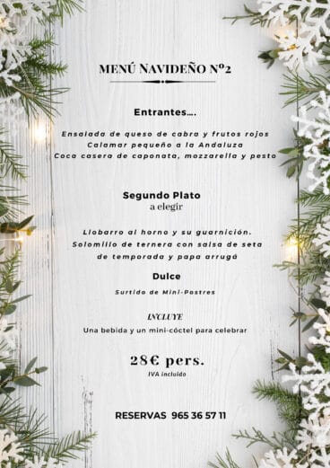 Menú de Navidad número 2 en La Chula de Cavallers