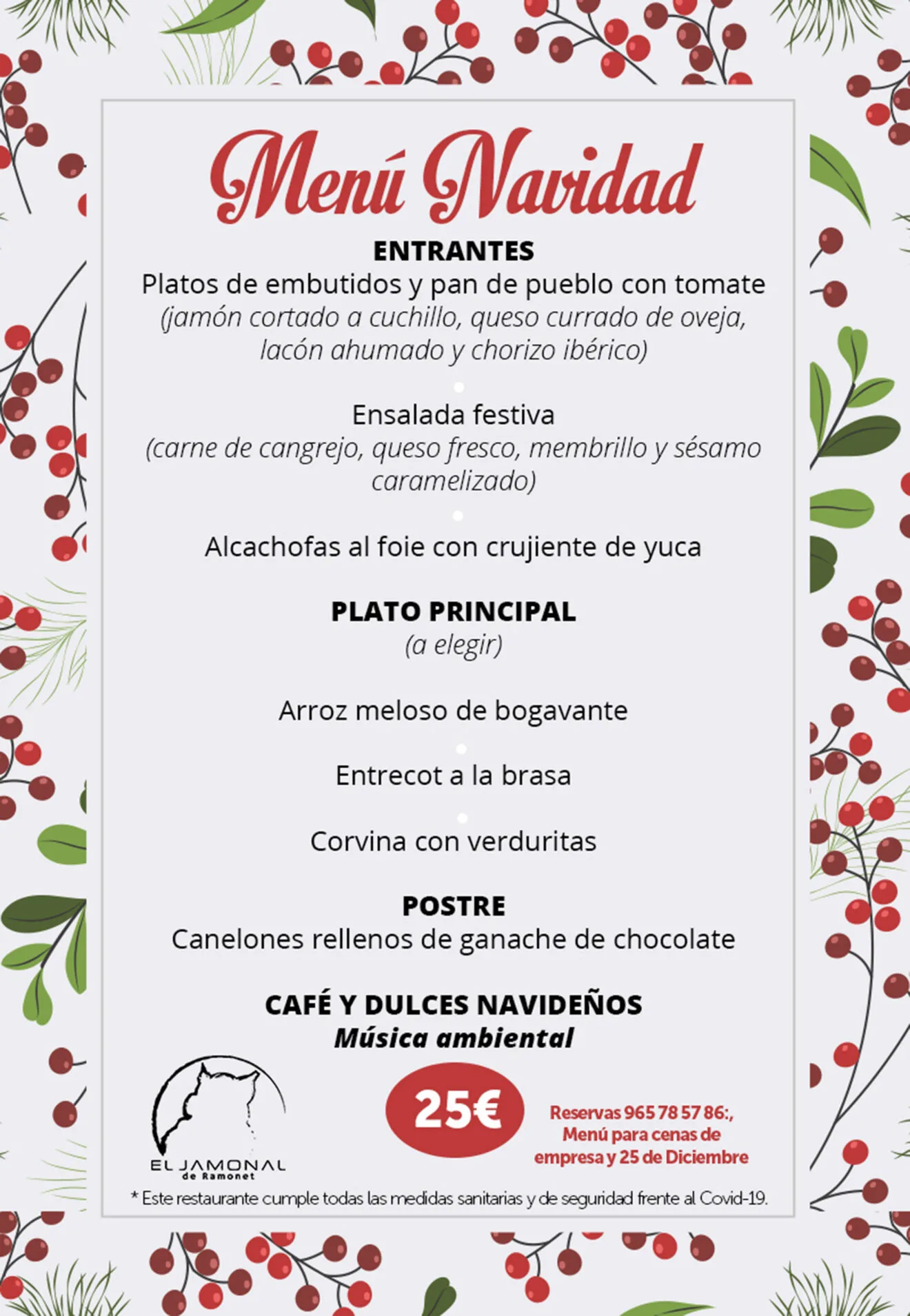 Menú de Navidad de El Jamonal de Ramonet