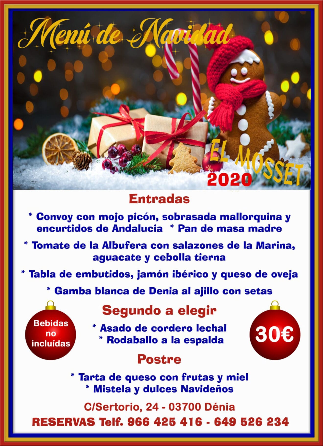 Menú de Navidad en Dénia - El Mosset