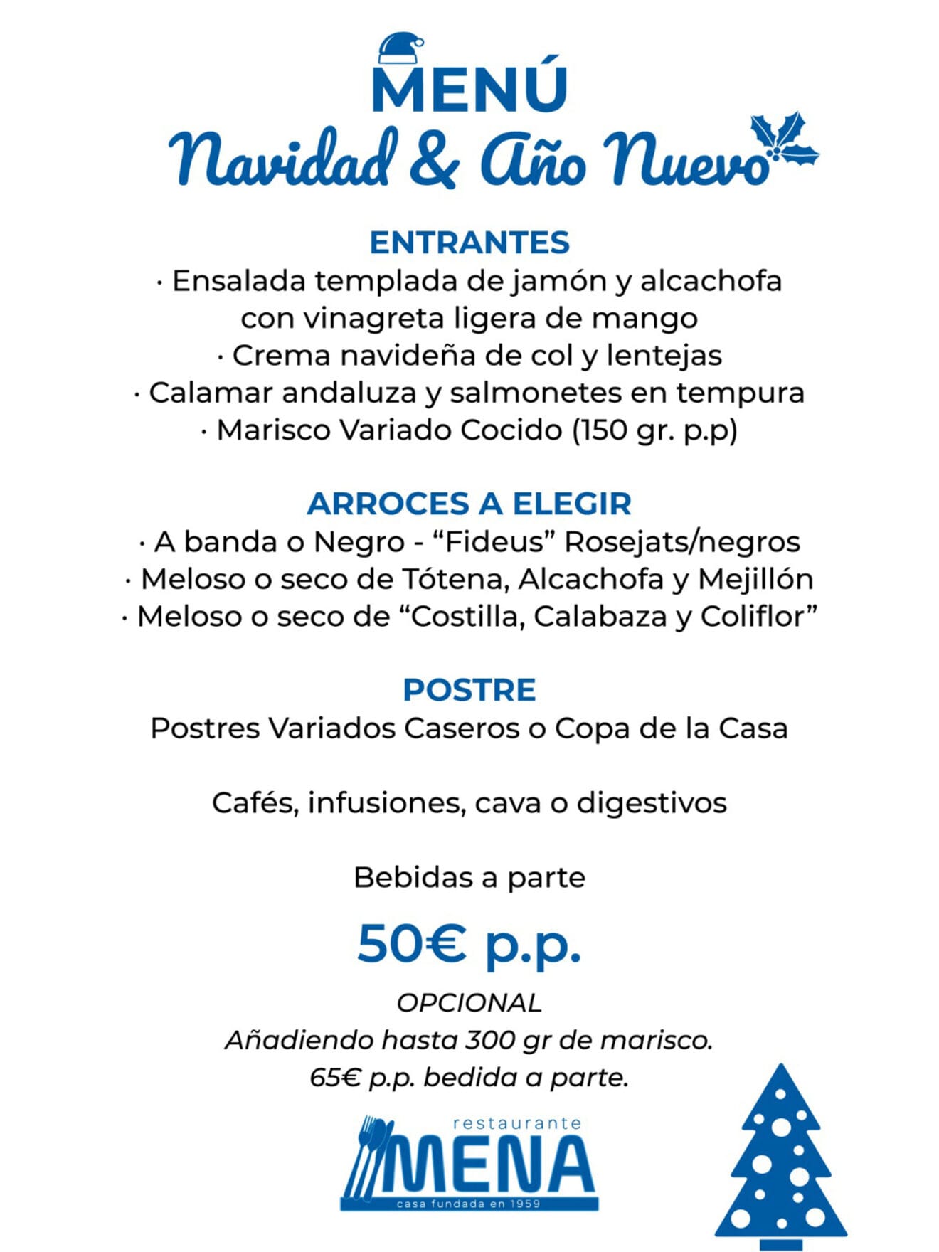 Menús de Navidad y Año Nuevo en Dénia - Restaurante Mena