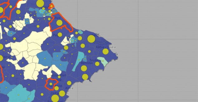 Imagen: Incidencia del coronavirus en la Marina Alta de la actualización del 15 de enero