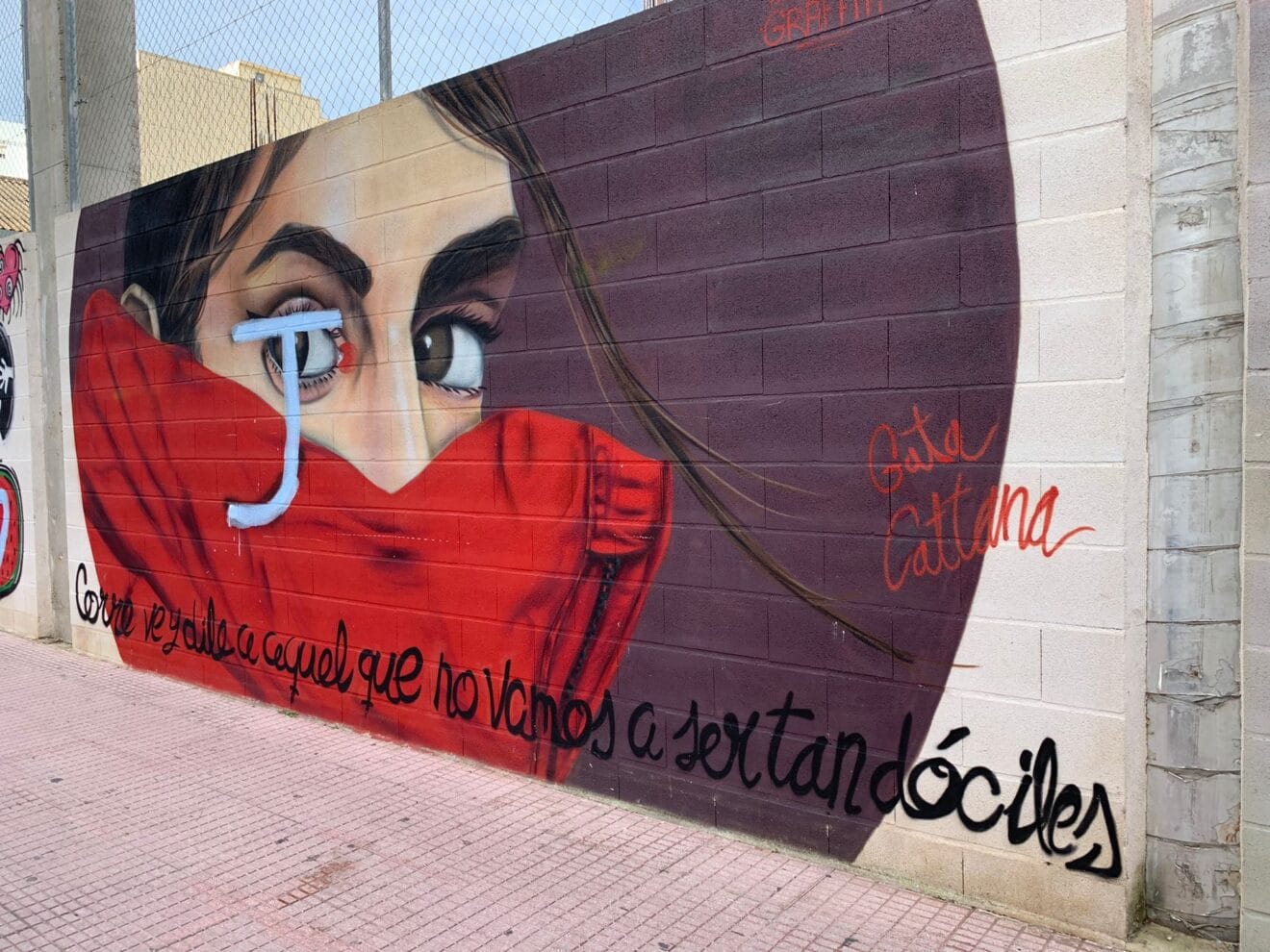 Desconocidos garabatean el grafiti de Gata Cattana de Dénia