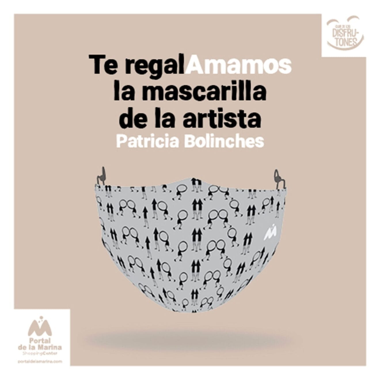 Mascarilla de la artista Patricia Bolinches, en Portal de la Marina