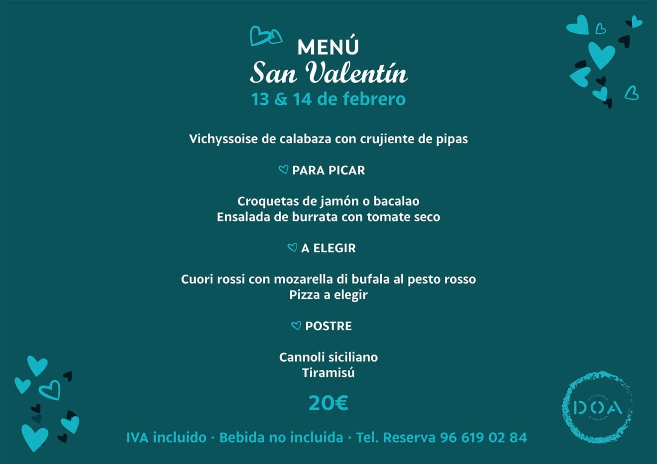 Menú de San Valentín en Dénia - DOA