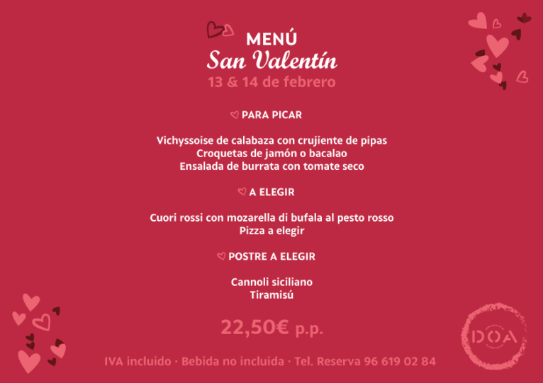 Menú de San Valentín en Déna - DOA