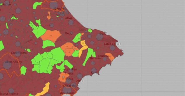 Siguen en picado los contagios de coronavirus en Dénia mientras crece el número de fallecidos 1 Imagen: Situación del coronavirus en la Marina Alta en la actualización del 12 de febrero