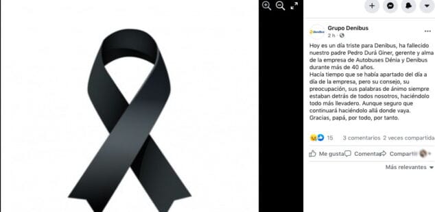 Imagen: Despedida de su hijo en el perfil de la empresa