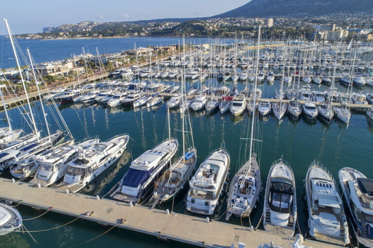 Boats moored in the Marina of Dénia