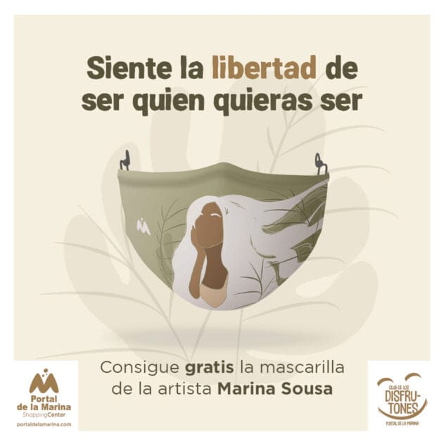 Portal de la Marina verschenkt die von der Künstlerin Marina Sousa 1 entworfene Maske Bild: Die von Marina Sousa für Portal de la Marina entworfene Maske