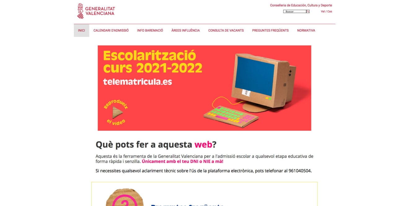 Las familias solo necesitarán una única clave de admisión si quieren hacer solicitudes para más de un hijo o hija en Infantil y Primaria