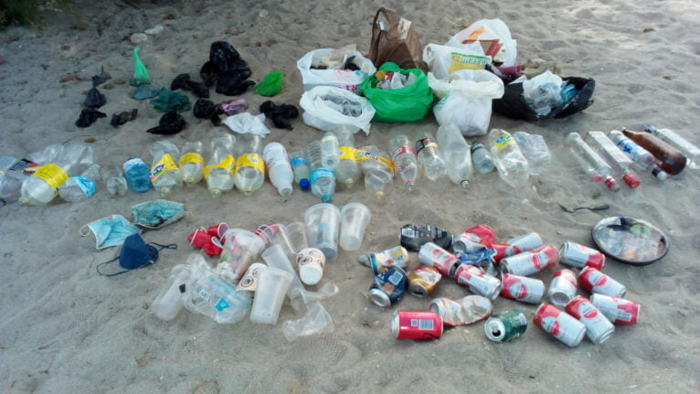 Residuos de la limpieza de la Playa del Raset