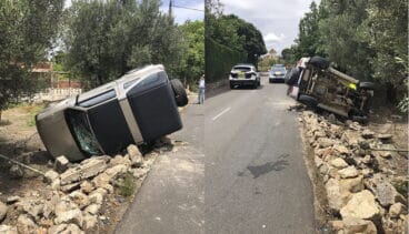 todoterreno volcado en la entrada de denia