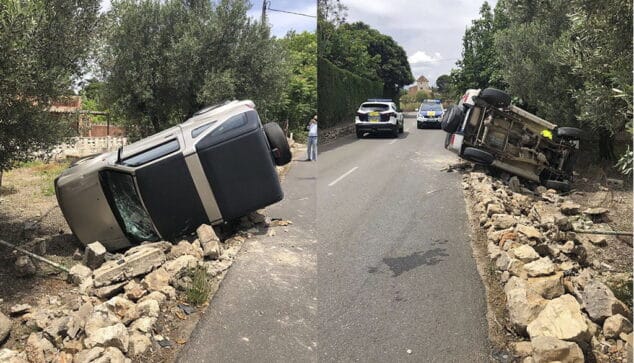 todoterreno volcado en la entrada de denia