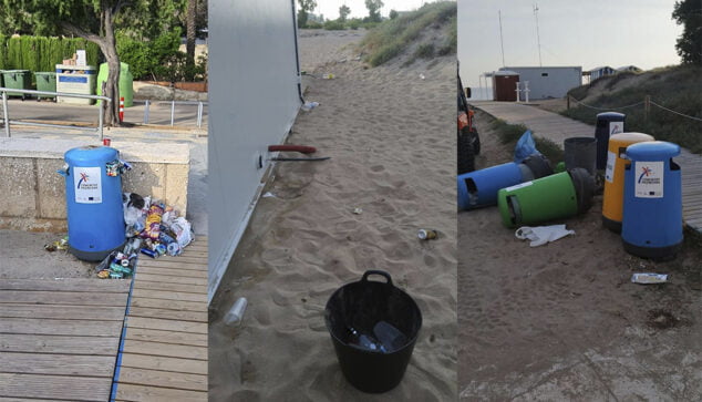 Imagen: Basura olvidada en las playas tras los botellones del primer fin de semana sin toque de queda