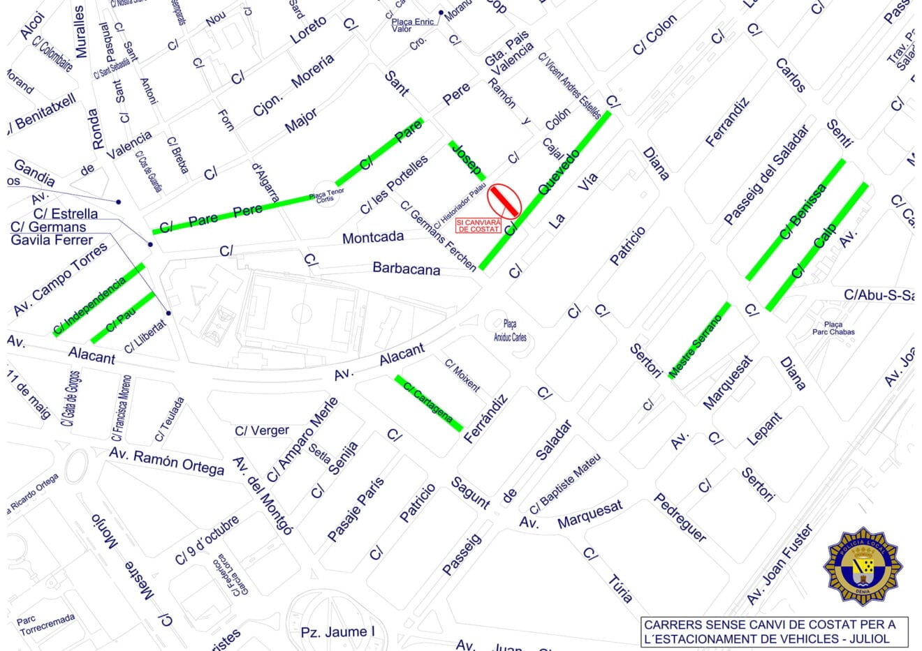 Calles sin cambio de estacionamiento