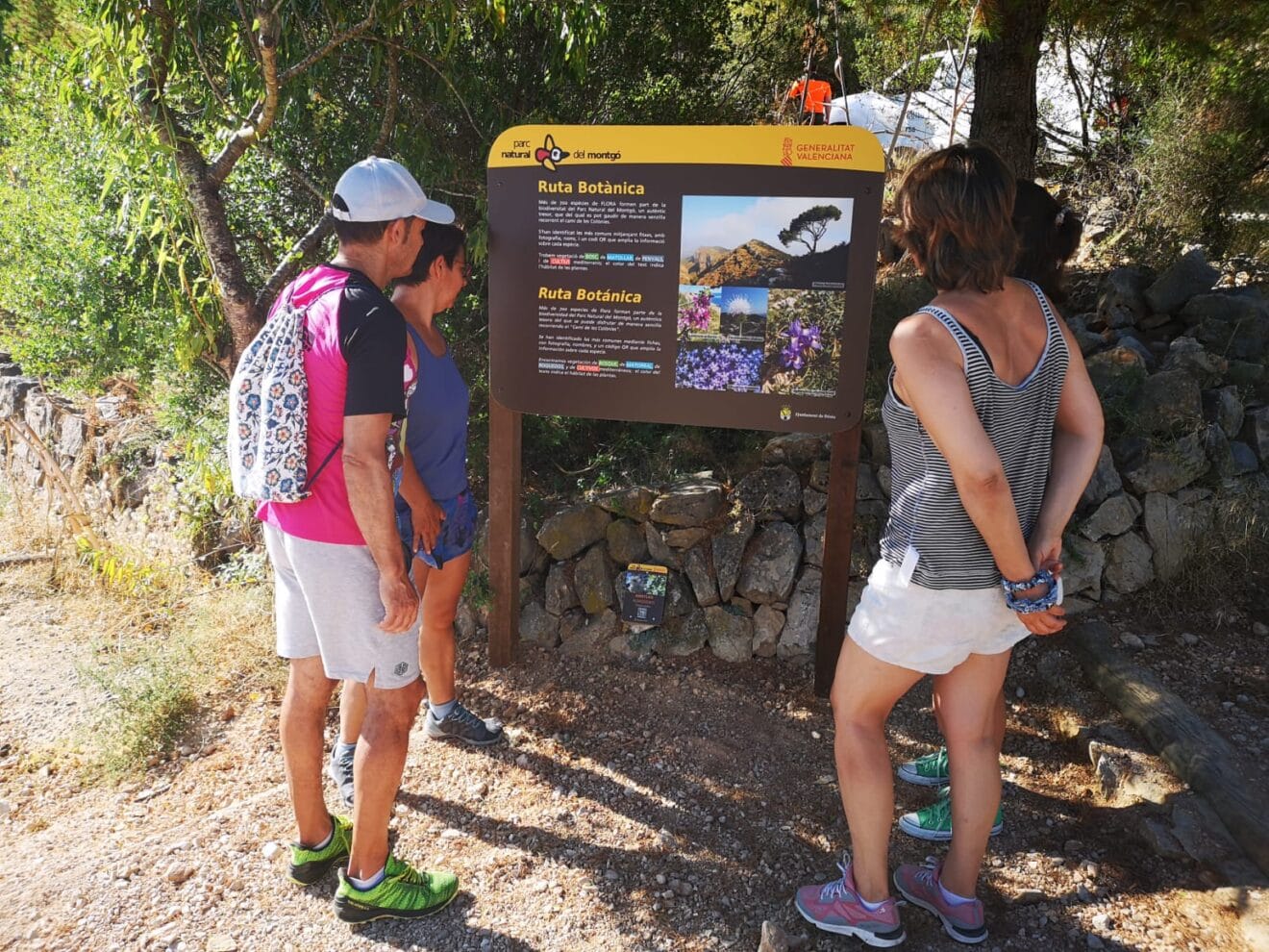 Cartel en el inicio de la ruta botánica del camí de les Colònies
