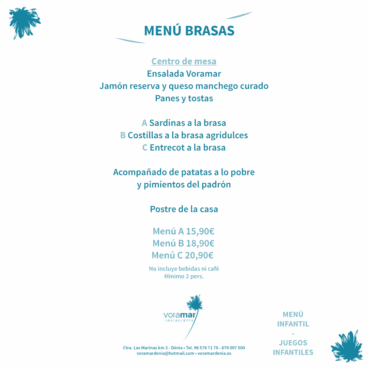 Menú brasas Restaurante Voramar