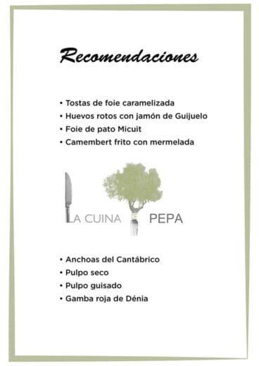Recomendaciones la Cuina de Pepa
