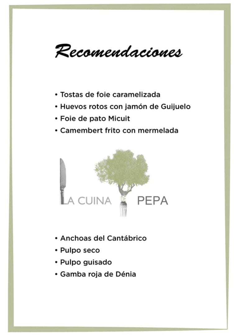 Recomendaciones la Cuina de Pepa