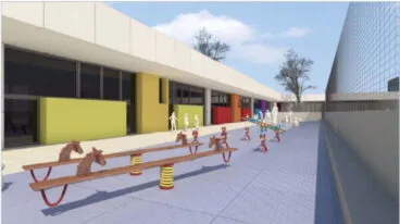 patio de recreo proyectado junto al nuevo aulario