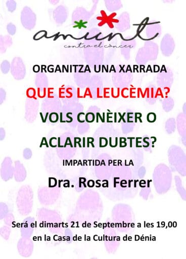 Cartel de la charla sobre la leucemia
