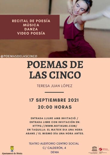 Cartel del recital Poemas de las cinco