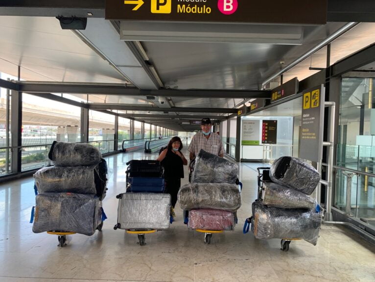 Suitcases loaded with medicines and medical supplies