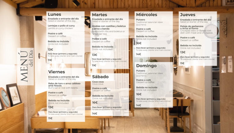Daily menus in Tasca Eulalia, Dénia