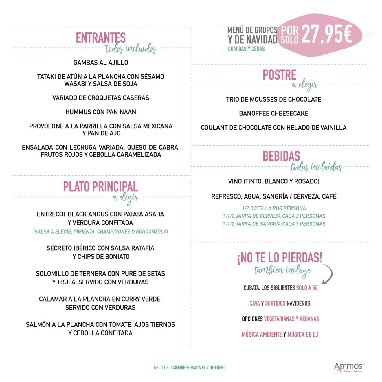 Menú de Navidad - Restaurante Ammos