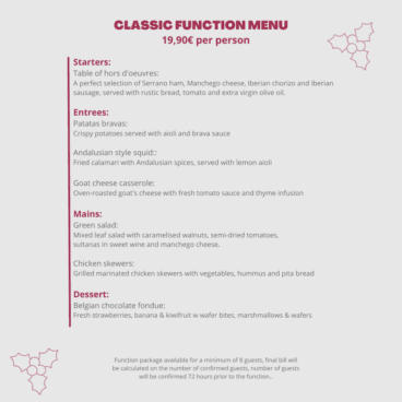 Classic function menu – Movida Dénia