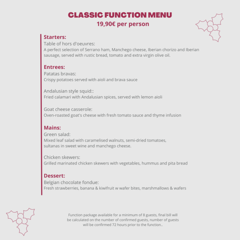Classic function menu - Movida Dénia