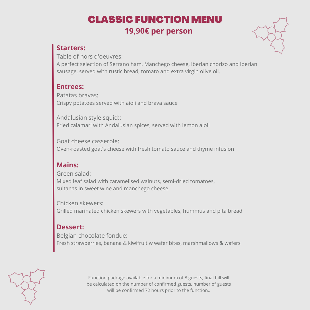 Classic function menu – Movida Dénia