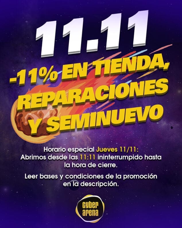 Aprovéchate del 11% de descuento en Cyber Arena para celebrar un jueves 11 del 11 de lo más especial 1 Imagen: Día especial 11 del 11 en Cyber Arena