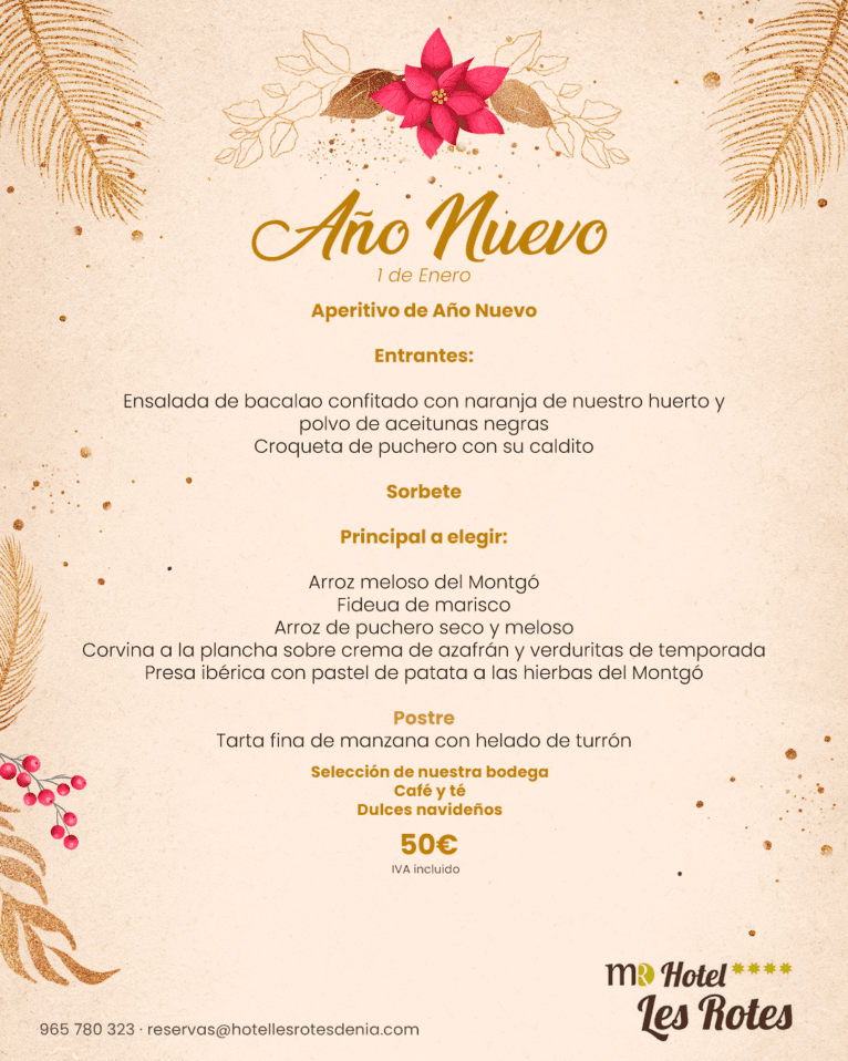 Menú Año Nuevo - Hotel les Rotes