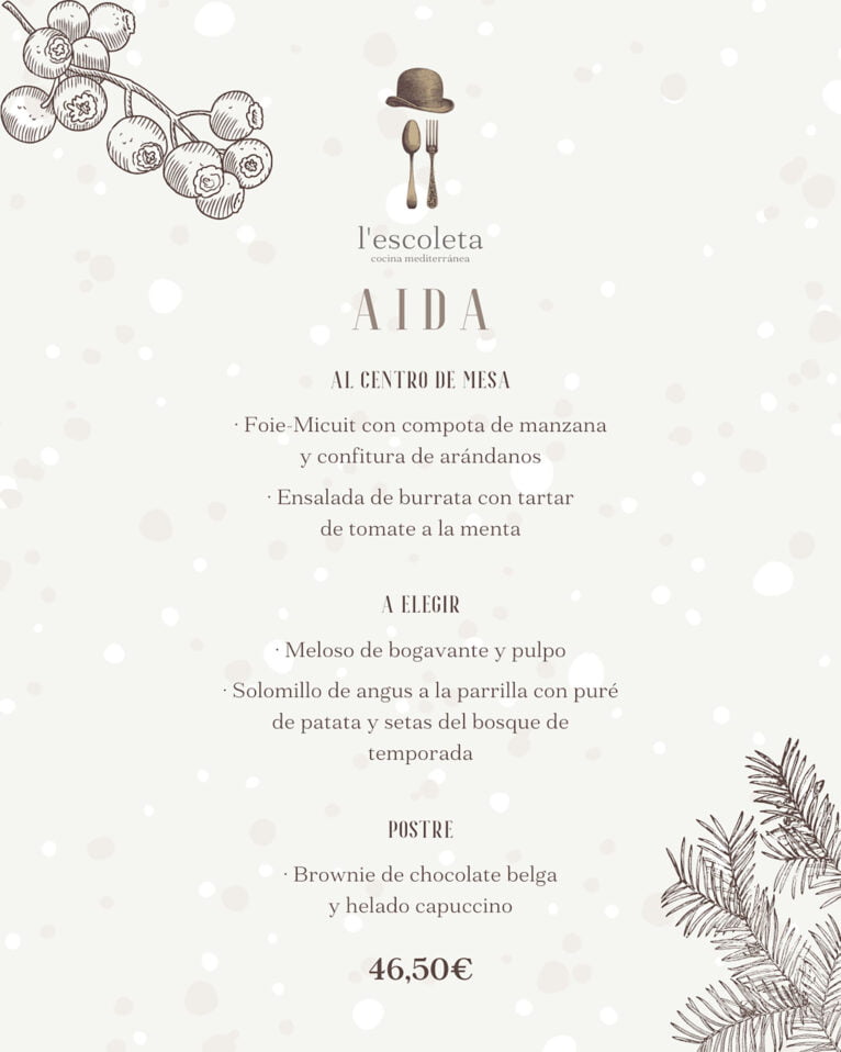 Company menu Aida de L'Escoleta