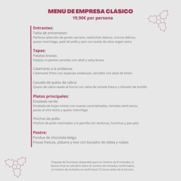 Menú de empresa clásico – Movida Denia