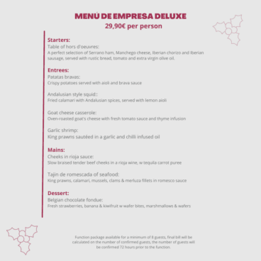 Menú de empresa Deluxe – Movida Dénia english