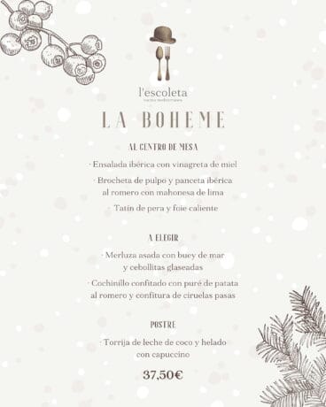 Menú de empresa La Boheme en L’Escoleta