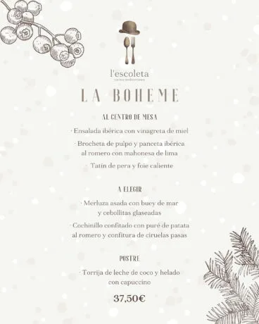 Menú de empresa La Boheme en L’Escoleta