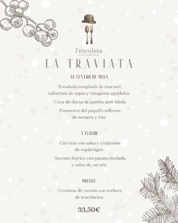 Menú de empresa La Traviata de L’Escoleta