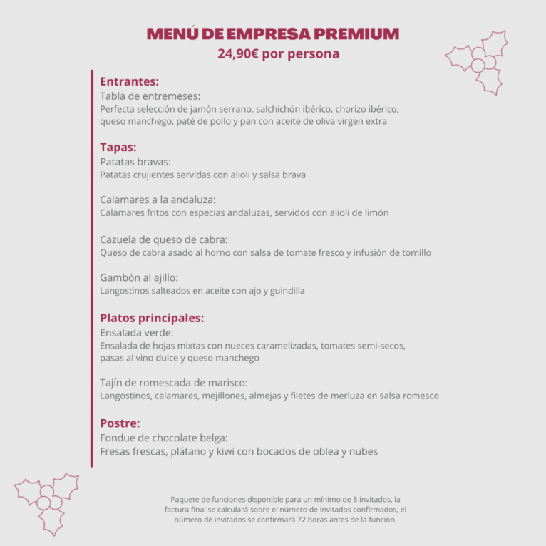 Menú de empresa Premium - Movida Dénia