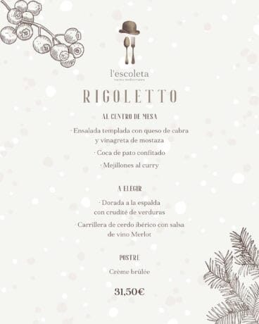 Menú de empresa Rigoletto en L’Escoleta