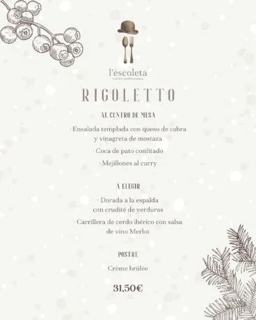 Menú de empresa Rigoletto en L’Escoleta