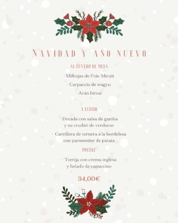 Menú de Navidad y Año Nuevo en L’Escoleta, Dénia
